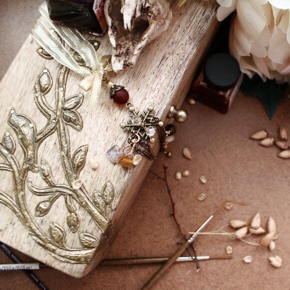 Brass Snowflake Hanging Charm - Picture 5 of 7